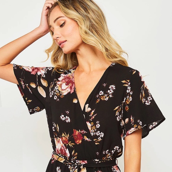 Black Floral jumpsuit - Picture 2 of 4